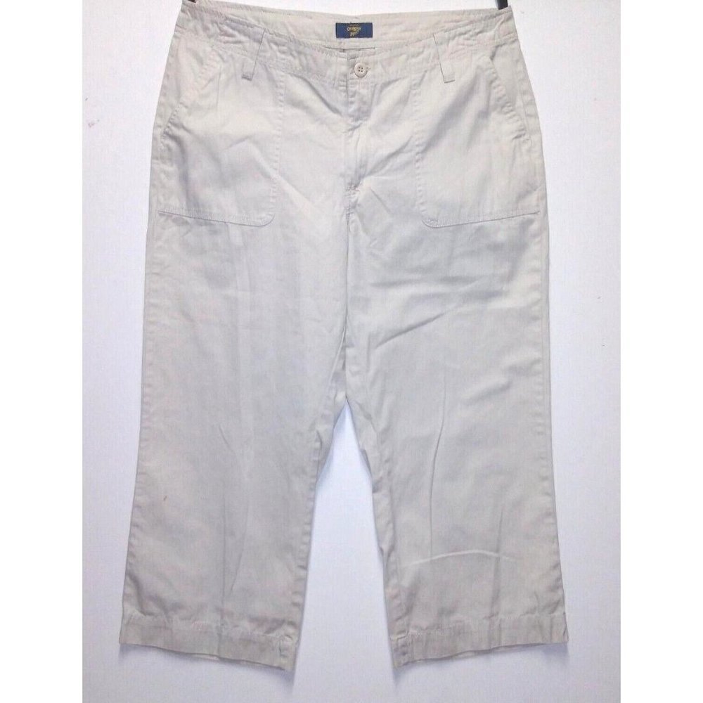 Oshkosh B'gosh Womens Crop Capri Pants 12 Deep Pkts beige Cotton Quality Fabric